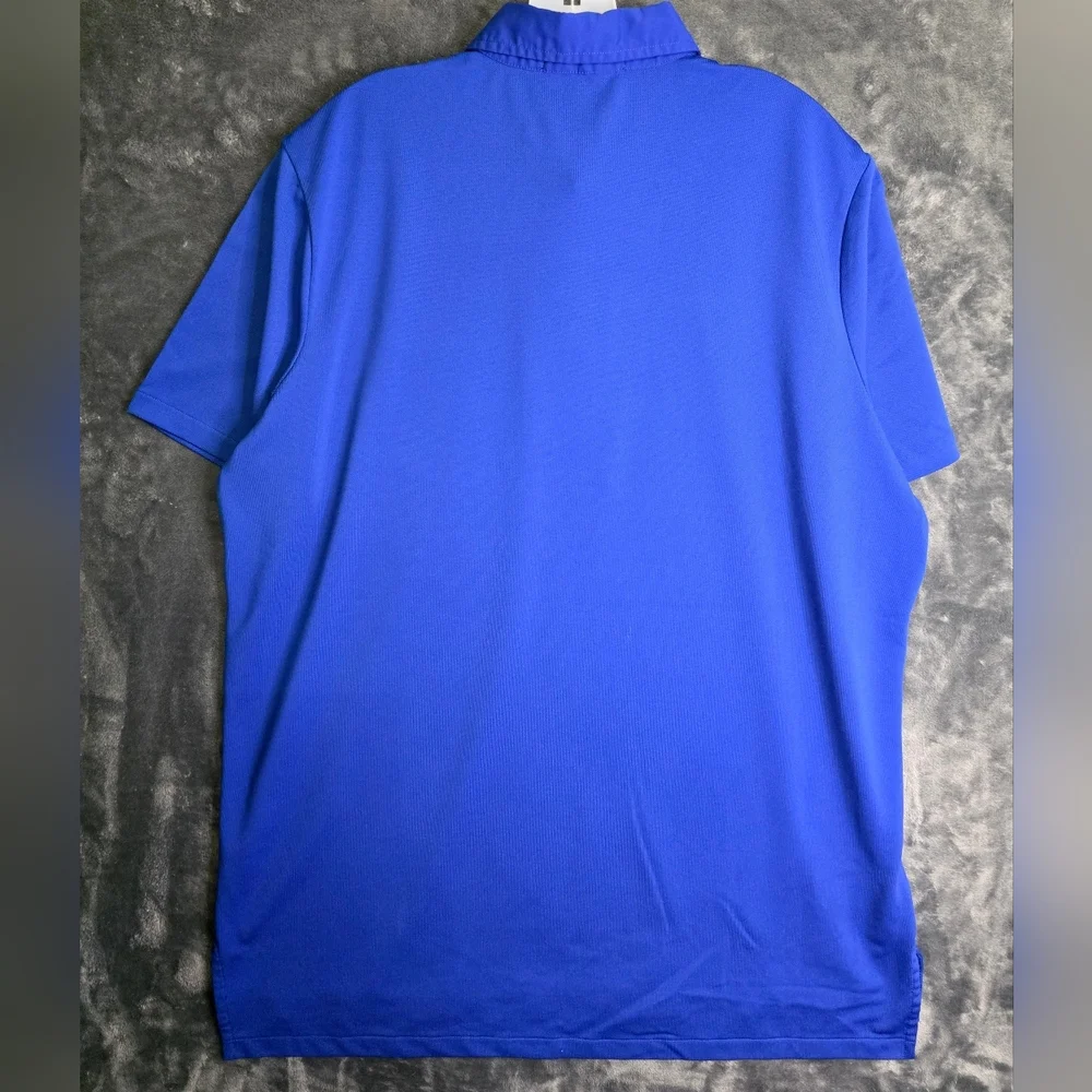 RLX Polo Shirt Men Large Blue Ralph Lauren Stretch Polyester Short Sleeve Pocket